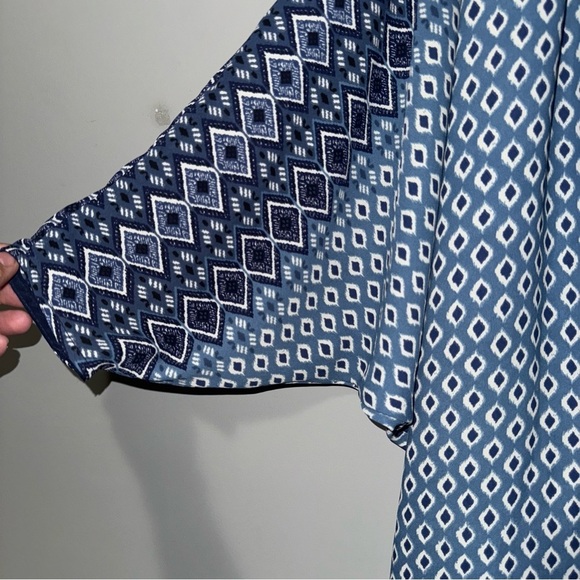 Willow & Clay Blue Diamond Print Boho Kimono Cover Up - Picture 3 of 5